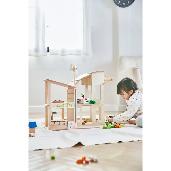 Plan Toys Green Dollhouse With Furniture