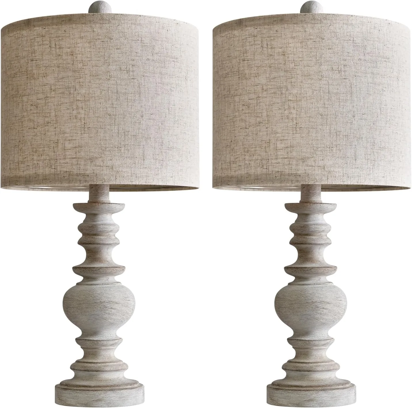 PoKat 20'' Table Lamps Set of 2 - Farmhouse Living Room Lamps for Bedroom, Small Lamps for Night Stands, Tradition Bedroom Lamp, Bedside lamp for Living Room, Distressed Grey