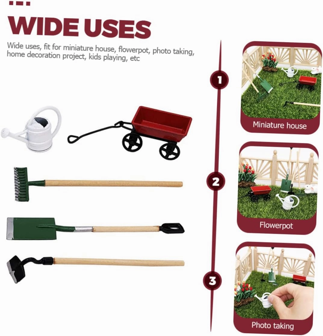 POPETPOP 2 Sets Dollhouse Garden Scene Decor Creative Mini House Accessory for Safe Materials for Imagination and Hands Play