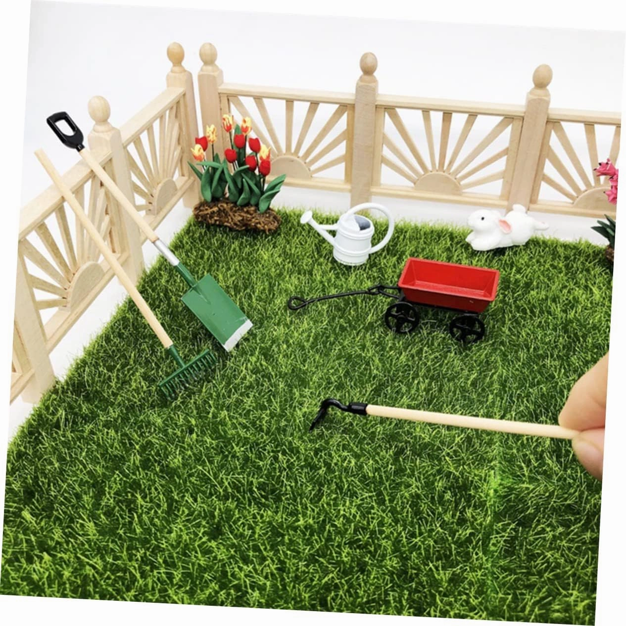 POPETPOP 2 Sets Dollhouse Garden Scene Decor Creative Mini House Accessory for Safe Materials for Imagination and Hands Play
