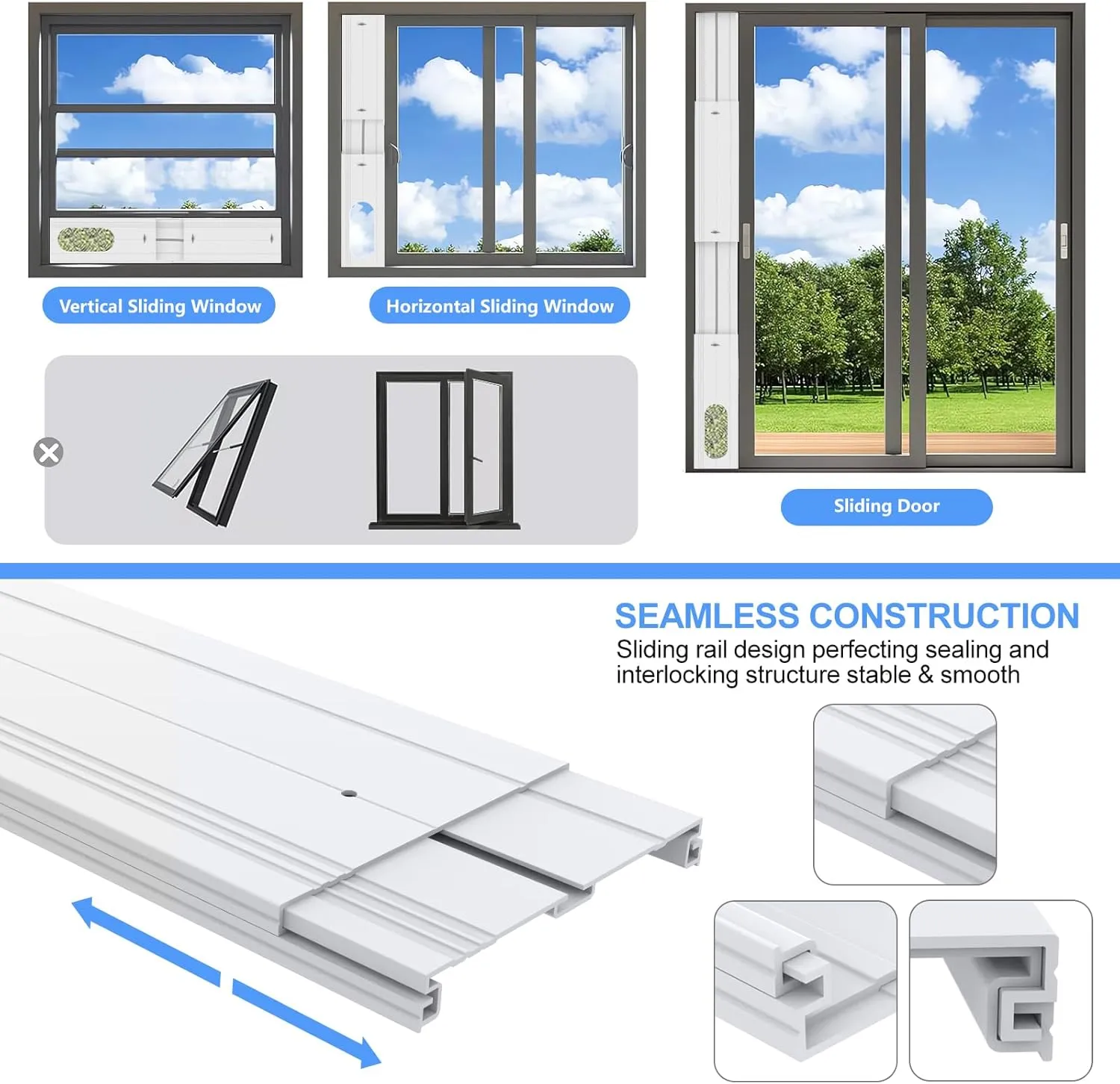 Portable Ac Window Vent Kit - Universal Adjustable Window Seal Panel for 5.1"/5.9" Exhaust Hose, Portable Air Conditioner Window Kit, Fits Vertical/Horizontal Sliding Windows(Not Include Hose)