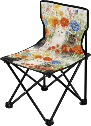 Portable Camping Folding Chairs Foldable Chair Small Cats Flowers Lightweight Backpacking Outdoor Outside Fishing