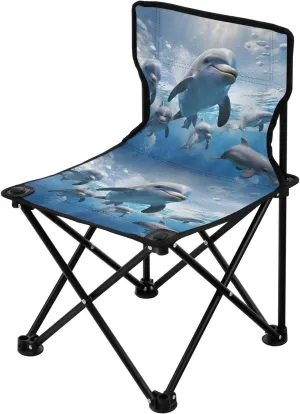 Portable Camping Folding Chairs Foldable Chair Small Dolphin Cute Lightweight Backpacking Outdoor Outside Fishing