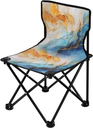 Portable Camping Folding Chairs Foldable Chair Small Marble Blue Orange Lightweight Backpacking Outdoor Outside Fishing