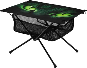 Portable Camping Table Foldable with Mesh Storage Lightweight Compact Camp Tent Side Table for Outside,Camping,Hiking,Tailgating,Green Eyes