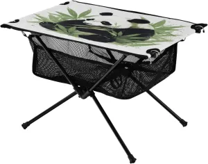 Portable Camping Table Foldable with Mesh Storage Lightweight Compact Camp Tent Side Table for Outside,Camping,Hiking,Tailgating,Panda