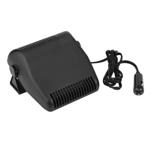 Portable Car Ceramic Heating Windshield Defroster Demister 2 in 1 Cooling Fan Heater for All Vehicles with DC 12V Cigarette Lighter Plug Black ABS Material 135cm Cable Length