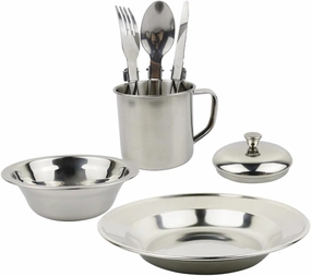 Portable Camping Cookware Set Stainless Steel Pot Kettle Utensils Outdoor Cooking Equipment for 1-2 People