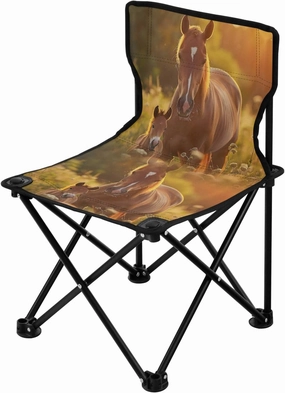 Portable Camping Folding Chairs Foldable Chair Small Brown Horse Lightweight Backpacking Outdoor Outside Fishing