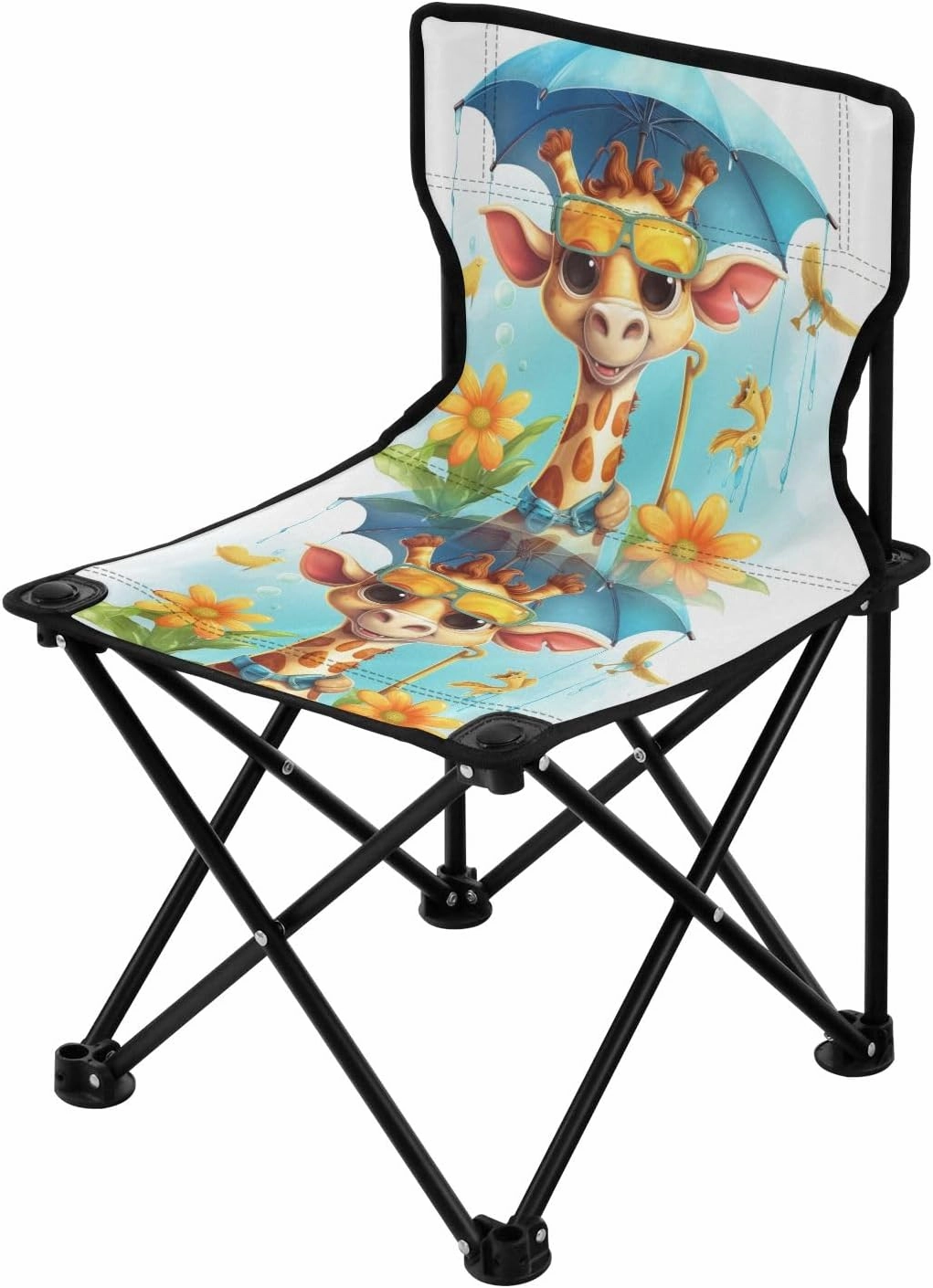 Portable Camping Folding Chairs Foldable Chair Small Giraffe Cartoon 2 Lightweight Backpacking Outdoor Outside Fishing