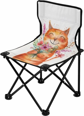 Portable Camping Folding Chairs Foldable Chair Small Happy Cat Lightweight Backpacking Outdoor Outside Fishing
