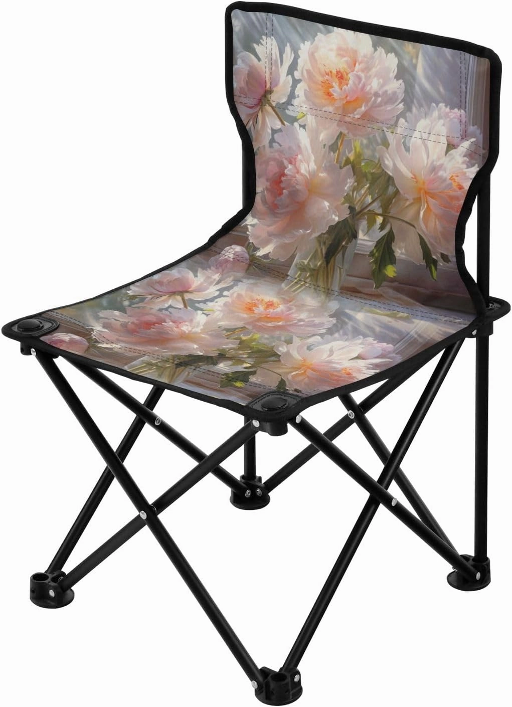 Portable Camping Folding Chairs Foldable Chair Small Peony Flower Cute Lightweight Backpacking Outdoor Outside Fishing