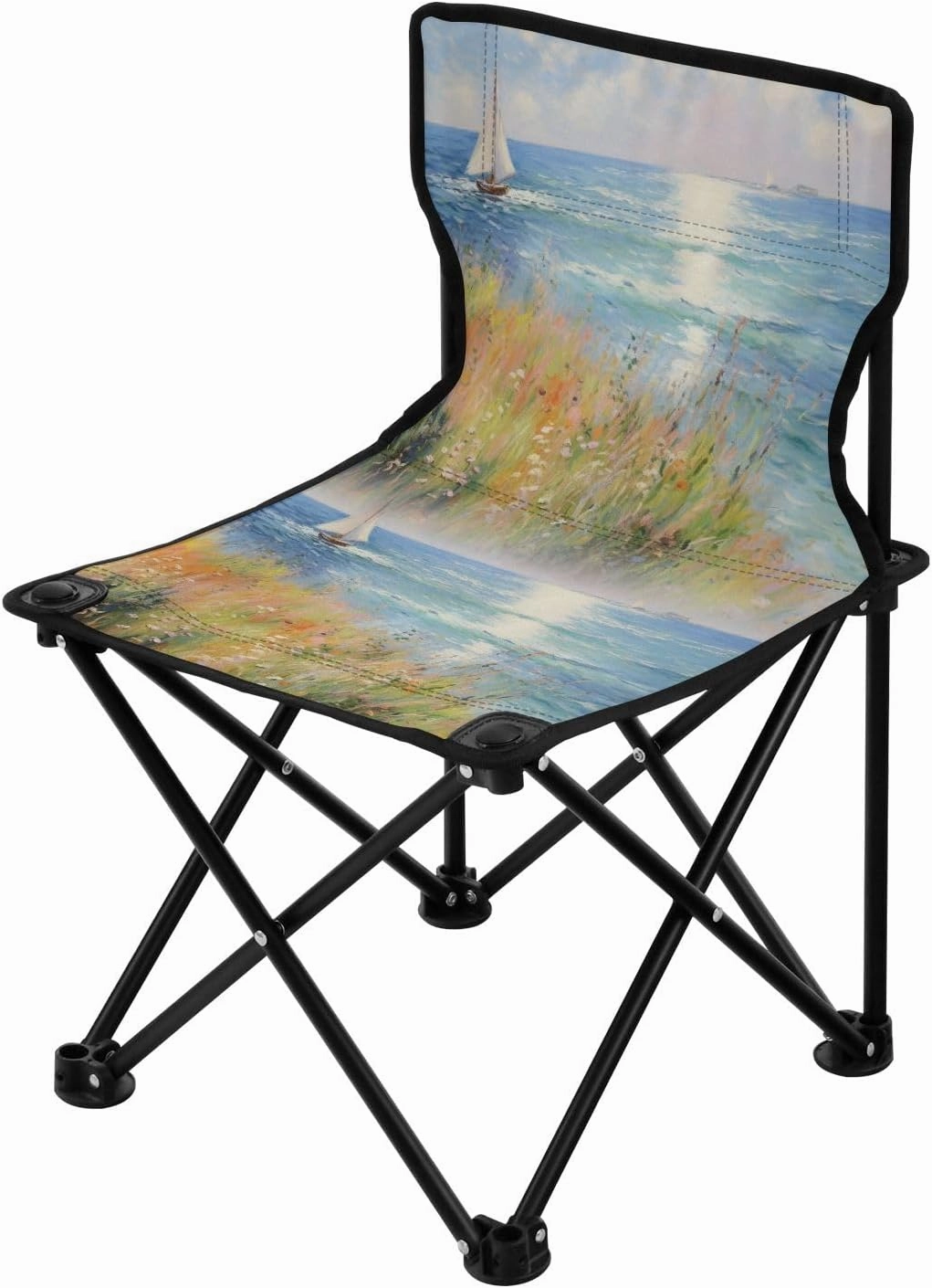Portable Camping Folding Chairs Foldable Chair Small Sea Sailboat Painting Lightweight Backpacking Outdoor Outside Fishing