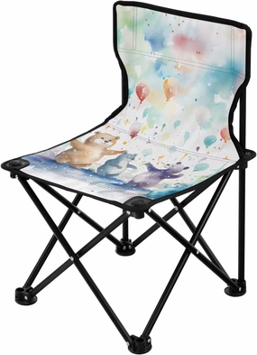 Portable Camping Folding Chairs Foldable Chair Small Watercolor Animals Lightweight Backpacking Outdoor Outside Fishing