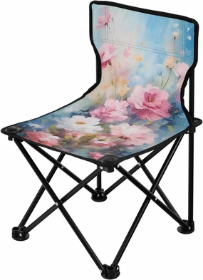 Portable Camping Folding Chairs Foldable Chair Small Watercolor Painting Flower Lightweight Backpacking Outdoor Outside Fishing