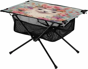 Portable Camping Table Foldable with Mesh Storage Lightweight Compact Camp Tent Side Table for Outside,Camping,Hiking,Tailgating,Alpaca