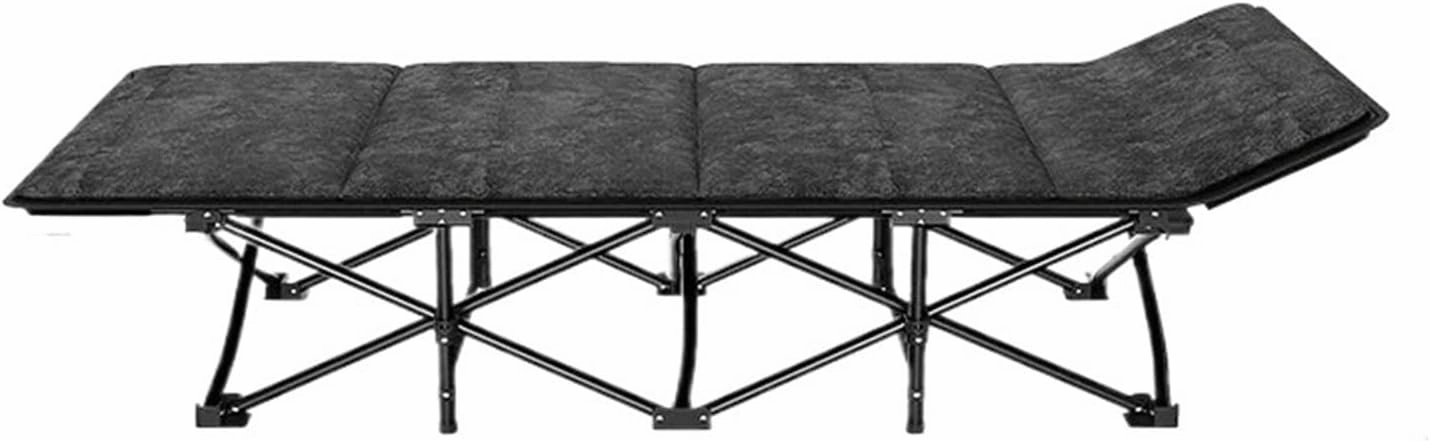 Portable Ultralight Camping Bed Outdoor Fishing Assisted Recliner Foldable Single Person Simple Bed Tourism Equipment(66X176 Black2)