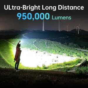 Powerful Flashlight 150000 lumens,USB Rechargeable Waterproof,Tactical flashlights high lumens,Handheld led Spotlight Flashlight with 5 Modes Adjustable Focus,LCD Display Design (1pcs)