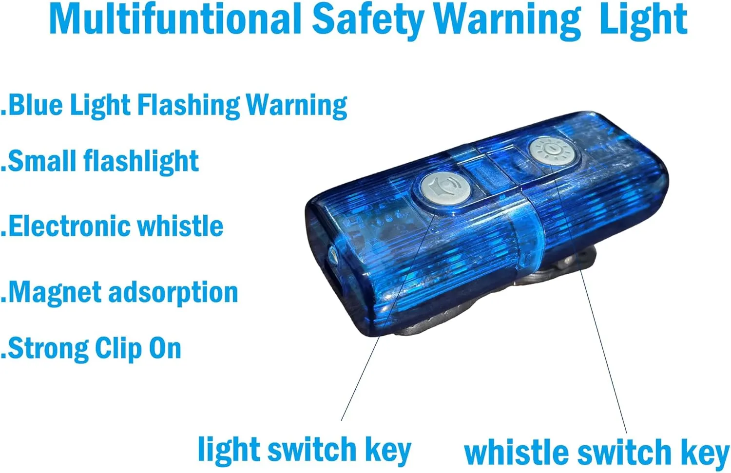 poyoelf Warning Strobe Shoulder Lights,Rechargable Safety Flashing Clip lamp with Flashlight Magnet Whistle for Outdoor Rescue,Traffic Guidance,patrols,Cycling,Night Run,Camping (Blue)