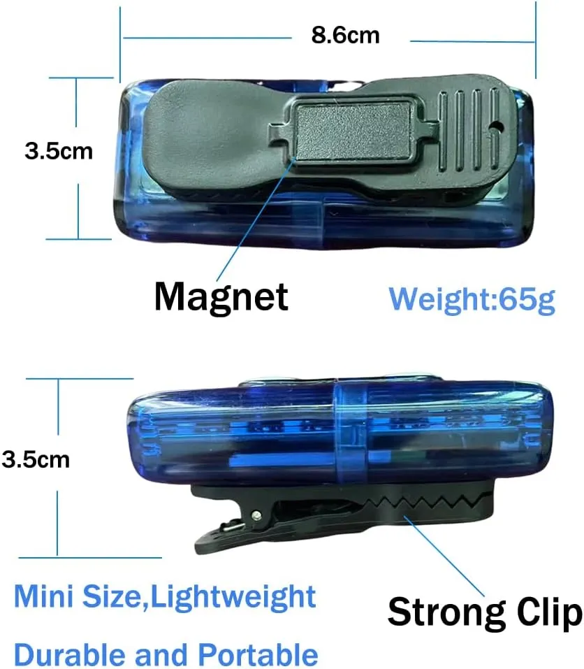 poyoelf Warning Strobe Shoulder Lights,Rechargable Safety Flashing Clip lamp with Flashlight Magnet Whistle for Outdoor Rescue,Traffic Guidance,patrols,Cycling,Night Run,Camping (Blue)