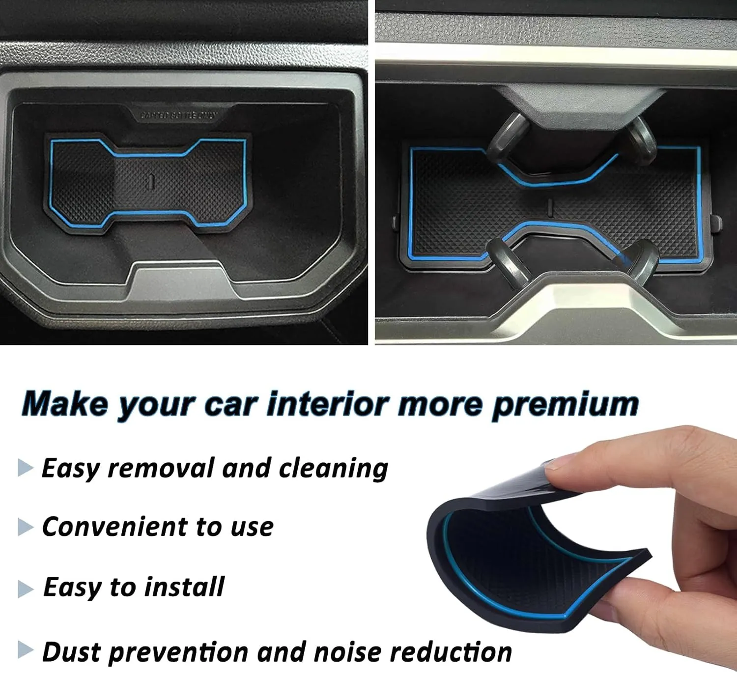 Premium Custom Liner Mat Compatible with 2024 2025 Toyota Tacoma(4th Gen) Double Cab Accessories Center Console Door Pocket Cup Holder 14Pcs（Blue，Patented Design）