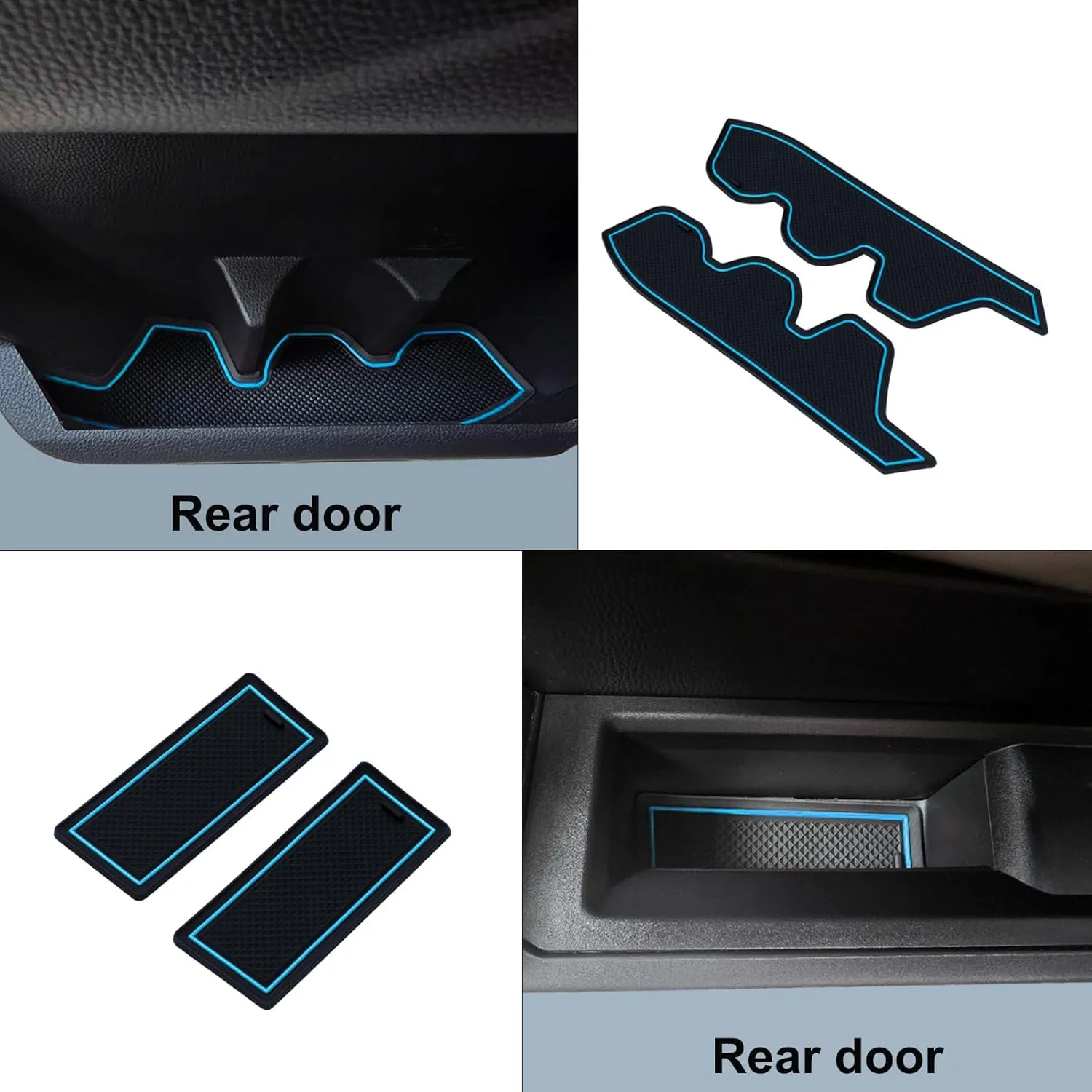 Premium Custom Liner Mat Compatible with 2024 2025 Toyota Tacoma(4th Gen) Double Cab Accessories Center Console Door Pocket Cup Holder 14Pcs（Blue，Patented Design）
