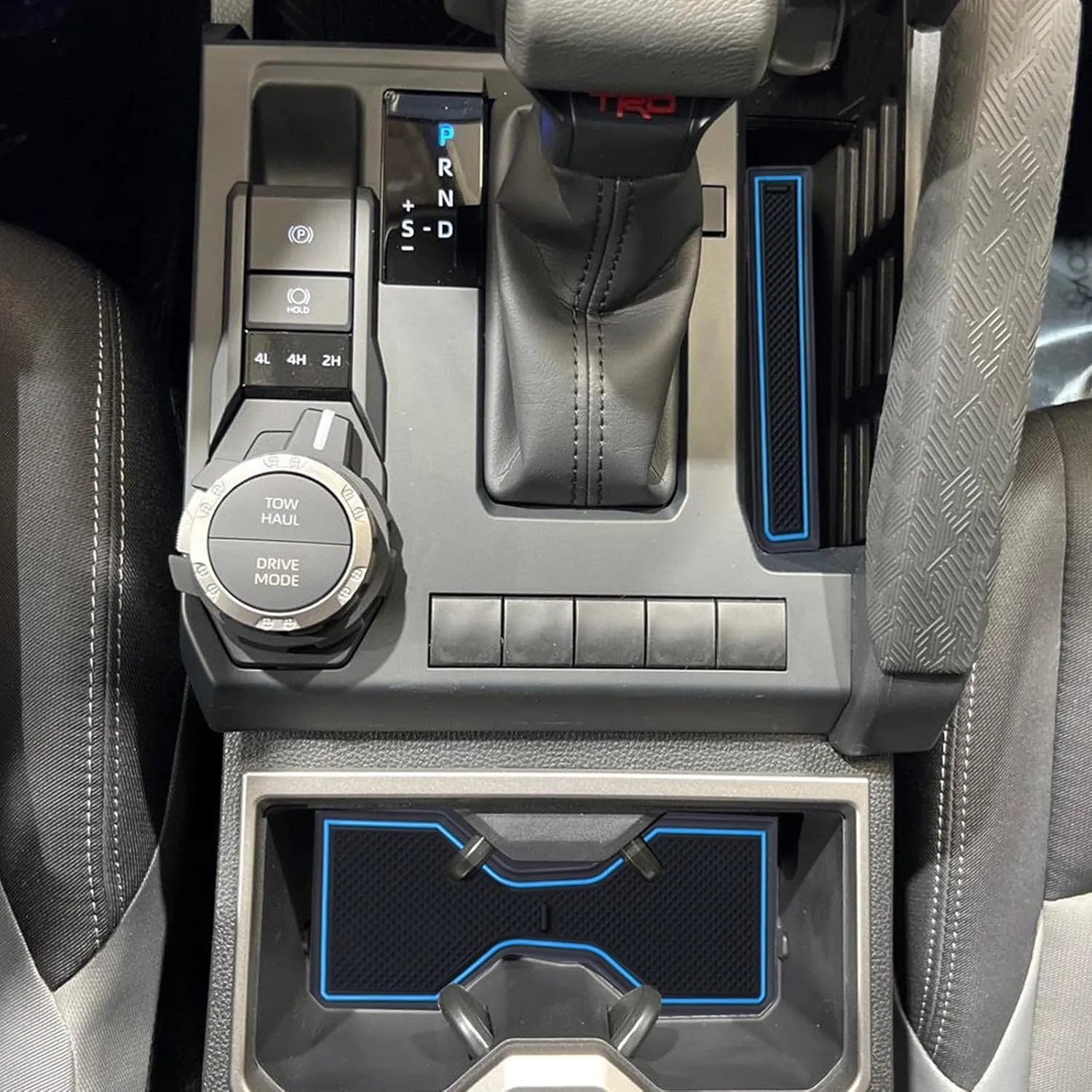 Premium Custom Liner Mat Compatible with 2024 2025 Toyota Tacoma(4th Gen) Double Cab Accessories Center Console Door Pocket Cup Holder 14Pcs（Blue，Patented Design）