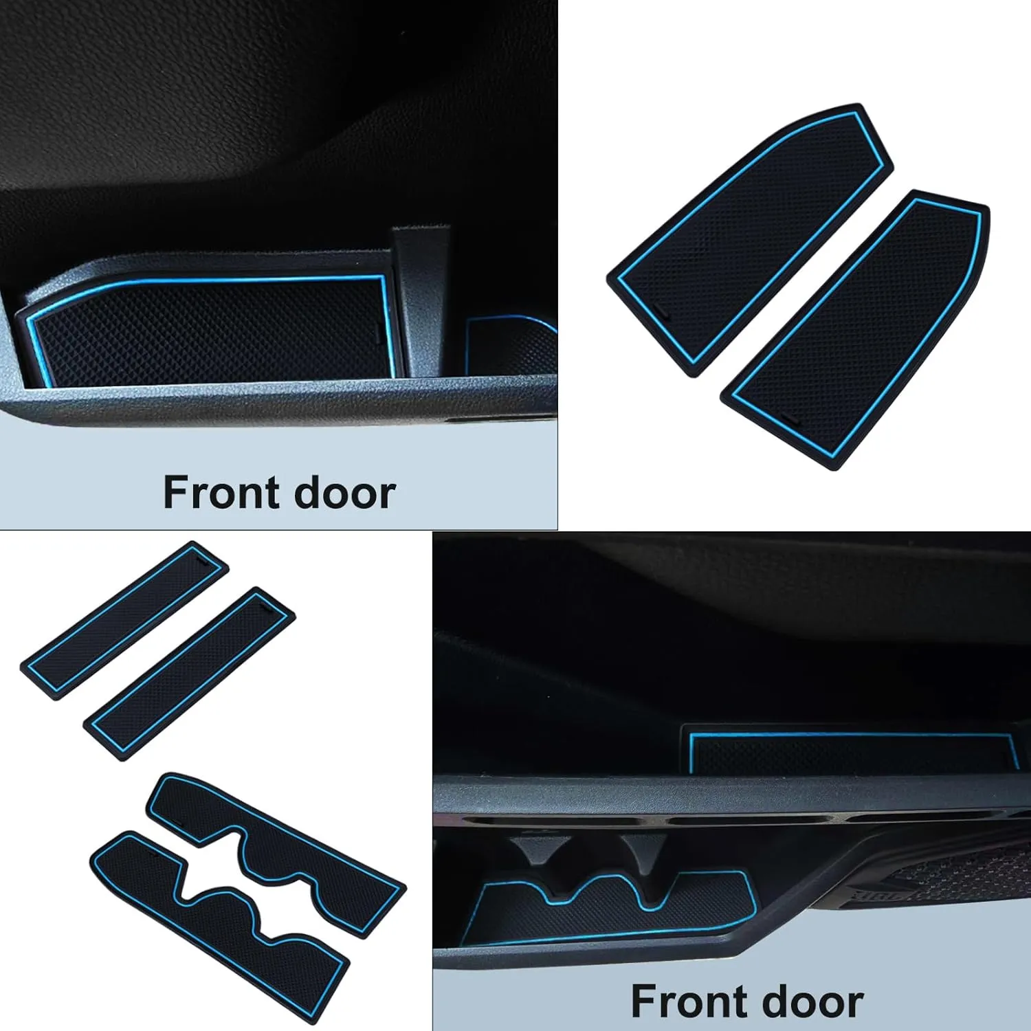Premium Custom Liner Mat Compatible with 2024 2025 Toyota Tacoma(4th Gen) Double Cab Accessories Center Console Door Pocket Cup Holder 14Pcs（Blue，Patented Design）