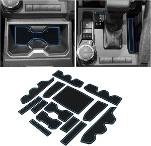 Premium Custom Liner Mat Compatible with 2024 2025 Toyota Tacoma(4th Gen) Double Cab Accessories Center Console Door Pocket Cup Holder 14Pcs（Blue，Patented Design）