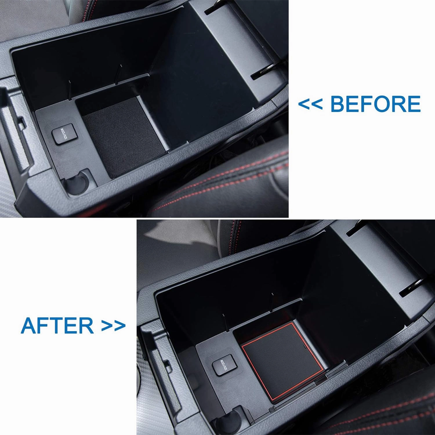 Premium Cup Holder, Console, and Door Pocket Inserts Kit Compatible with Toyota 4Runner Accessories 2010-2024 (2 Row, Red Trim)-27PC Set