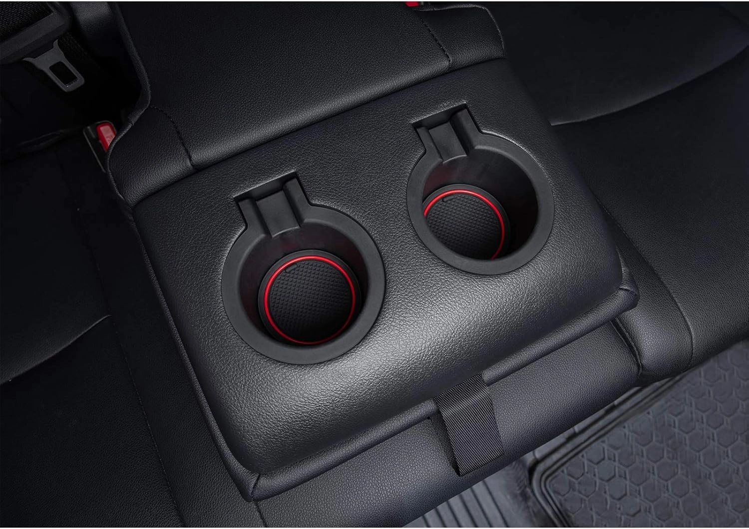 Premium Cup Holder, Console, and Door Pocket Inserts Kit Compatible with Toyota 4Runner Accessories 2010-2024 (2 Row, Red Trim)-27PC Set