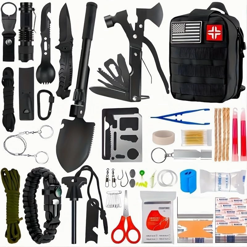 Premium Survival & First Aid Kit, Professional Survival Gear and Equipment with Molle Pouch, Perfect for Camping, Hiking, and Outdoor Adventures, Z240378