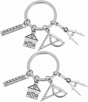PRETYZOOM 2Pcs Architect Engineer Keychain Pendant Stylish Alloy for Car Purse Handbag Accessories Elegant Design for Architecture Lovers Professionals