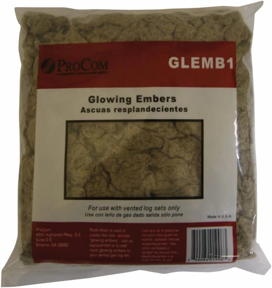 ProCom Glowing Embers Rock Wool, 4 oz. - Model# GLEMB1 - Grey, Replacement or Additional Embers for Vented Gas Log Sets