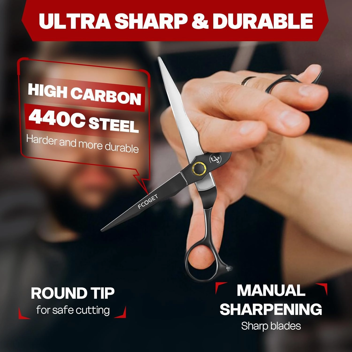 Professional Hair Cutting Scissors Thinning Shears Kit - 6.8" HIGH-END Extremely Sharp Barber Shears Hairdressing Texturizing Haircut Scissors Set 440C Stainless Steel for Salon Home Stylists