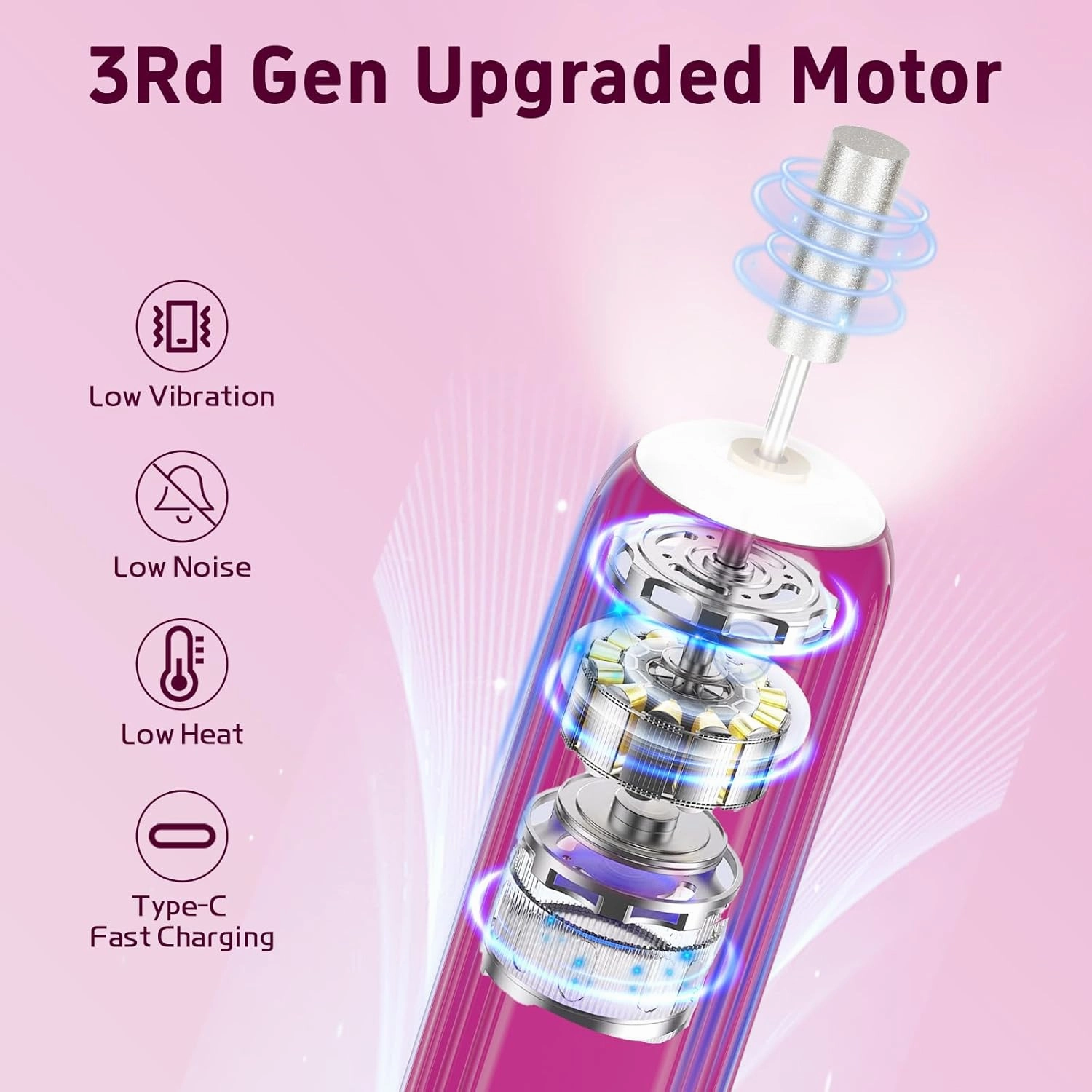 Professional Nail Drill Set, 2,0000 RPM Electric Nail File with 12 Grinding Head & 100Pcs Sanding Bands for Acrylic Gel Nails, Manicure and Polishing (Wine Red)