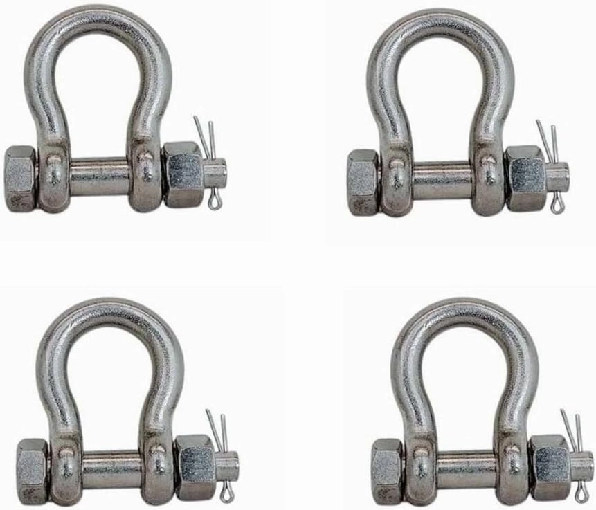 Prolinemax 4 Pcs Marine Stainless Steel T316 Drop Forged 1/4" Bolt Pin Anchor Shackle 1,000 Lbs WLL