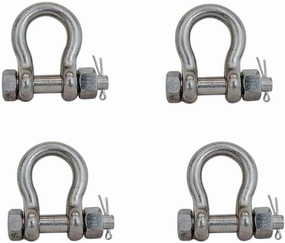 Prolinemax 4 Pcs Marine Stainless Steel T316 Drop Forged 1/4" Bolt Pin Anchor Shackle 1,000 Lbs WLL