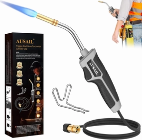 Propane Torch Kit,Mapp Map Gas Torch with Cylinder Clip,Trigger Start 5' Long Hose,Adjustable Flame Map Gas Torch Kit,Brazing Torch Kit,Soldering Welding Torch for Welding Soldering Brazing