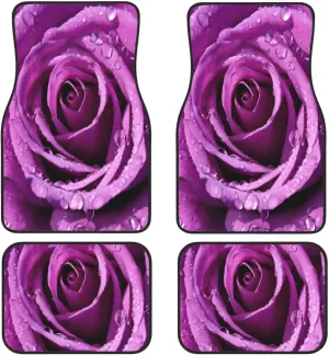 Purple Rose Universal Car Floor Mats, Car Foot Mat Set of 4 Pieces, Automotive Front Rear Floor Foot Mats, Anti-Slip Neoprene Car Floor Rugs,for Suvs, Sedans, Van, Trucks