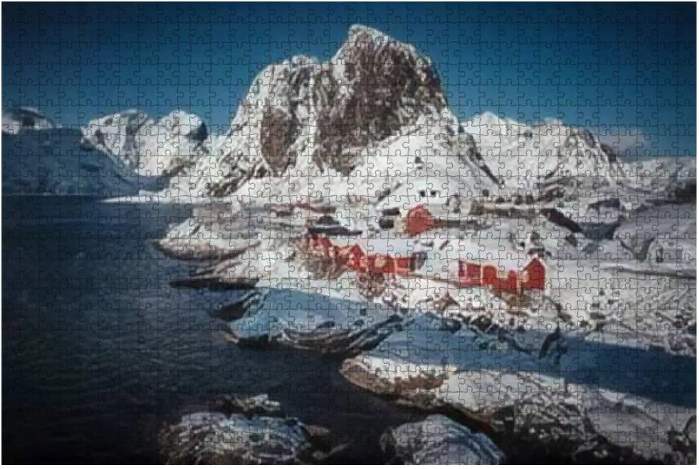 Puzzles 1000 Hamnoy Fishing Village on Lofoten Islands Norway with red rorbu Houses - Educational Intellectual Jigsaw Puzzles Puzzle Fun Game for Men Women Kids