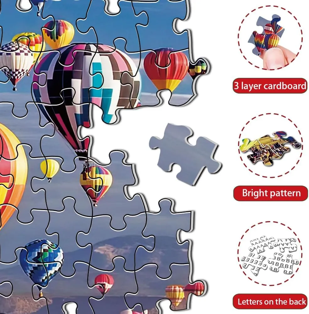 Puzzles for Adults 1000 Pieces Hot Air Balloon Jigsaw Puzzles 1000 Pieces for Kids Adults Teens Family Large Puzzle Toys Gift Educational Intellectual Decompressing Challenging Fun Game Size 27" x 20"