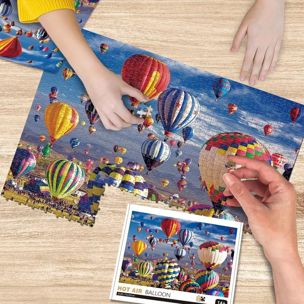 Puzzles for Adults 1000 Pieces Hot Air Balloon Jigsaw Puzzles 1000 Pieces for Kids Adults Teens Family Large Puzzle Toys Gift Educational Intellectual Decompressing Challenging Fun Game Size 27" x 20"