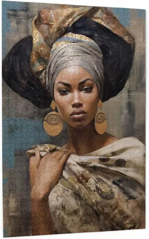 Puzzles for adults 1000 pieces jigsaw puzzles African Black Woman African American Queen Formation wooden Wall Art Pictures for Living Room Props Toys 29.5 x 19.6 in