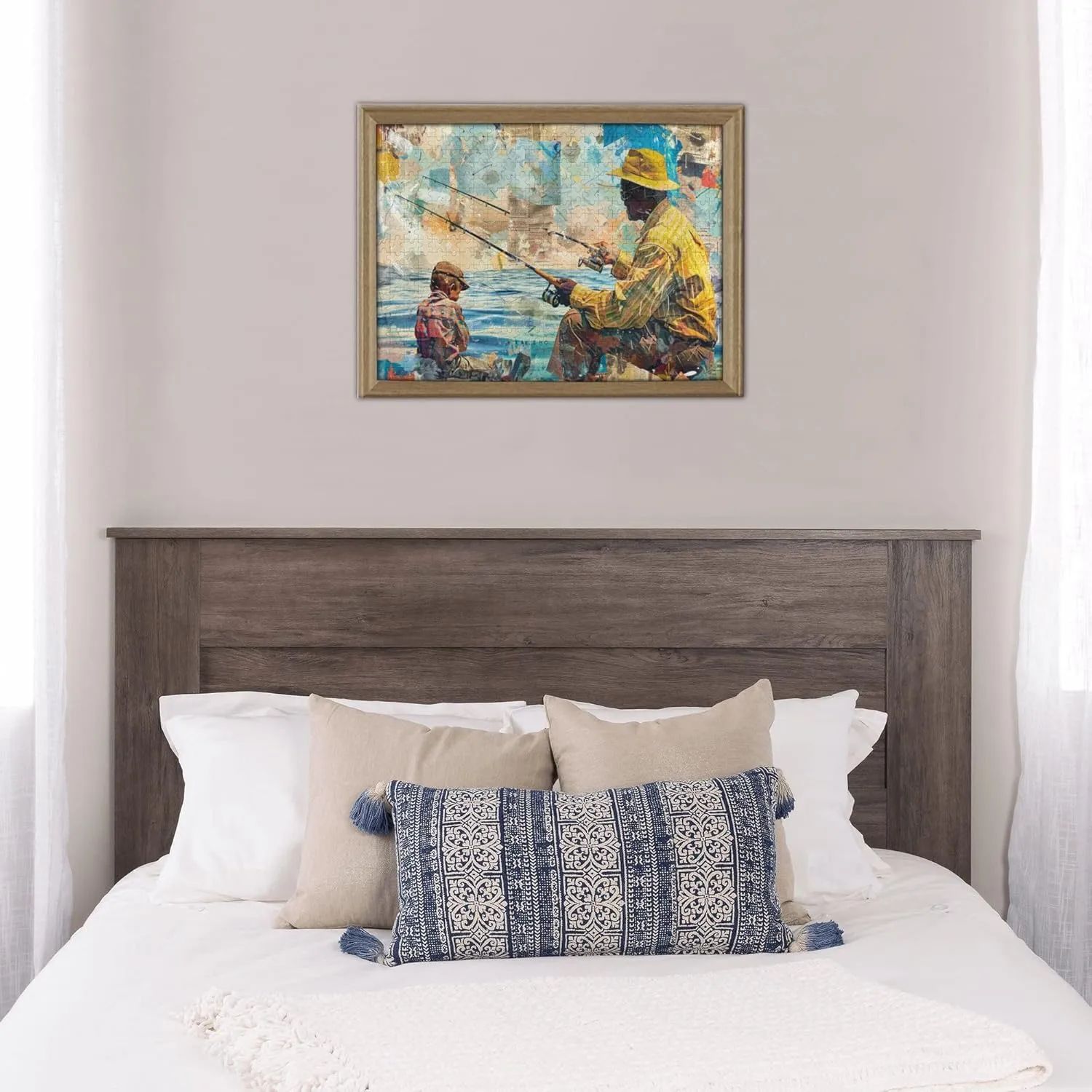 Puzzles for Adults 500 Pieces, Father and Son Fishing, Wooden Jigsaw Puzzles, Unique Artwork for Adults, 500 Piece Jigsaw Puzzle for Adults Challenging Charm Puzzle for Game Night
