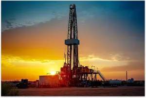 Puzzles for Adults 500 Pieces Fracking Drill Rig Sunset Oil Rigs Pictures - Relieving Games for Everyone-Perfectly for Home Decor