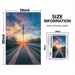 Puzzles for Adults 1000 Pieces Jigsaw Puzzles with Letters on Back Cargo Train Platform at Sunset Railroad Ukraine Railway Station Difficult Hard Cool Puzzle 1000 Piece Puzzle Clearance