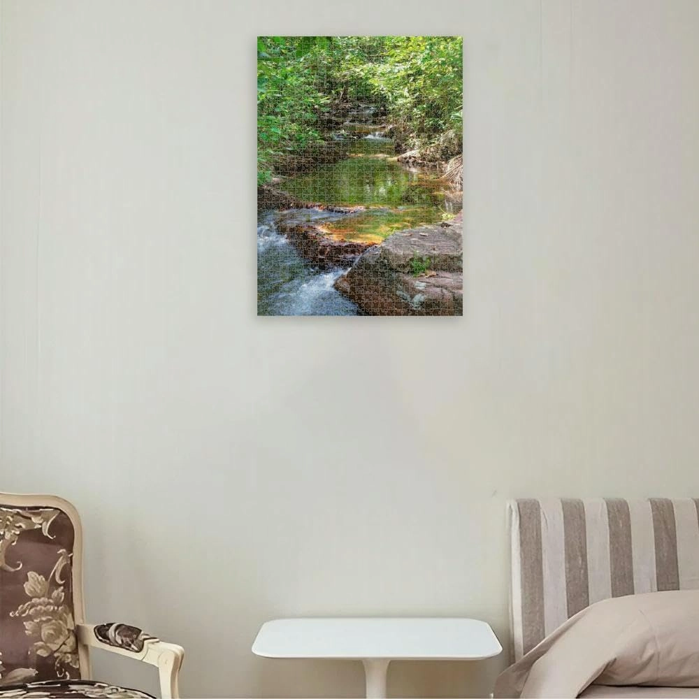 Puzzles for Adults 1000 Pieces Jigsaw Puzzles with Letters on Back Peaceful Stream The Jungle Difficult Hard Cool Puzzle 1000 Piece Puzzle Clearance