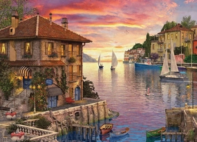 Puzzles for Adults 1000 Pieces Mediterranean Harbor Jigsaw Puzzles Environmentally Friendly No Odor Challenging Educational Fun Family Holiday Activities Games Toys Gifts, Finished Size 27" x 20"