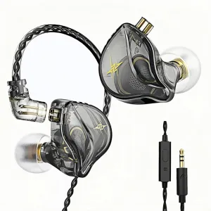QKZ ZXT in-Ear Monitors,IEM Gaming Earbuds,HiFi Stereo Wired Headphones with Detachable Cable for Musician Singer(Grey)